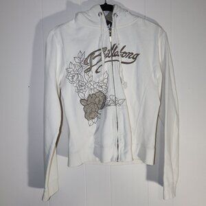 Billabong Vintage Style Zip Hoodie – Cream / Floral (Women’s L)